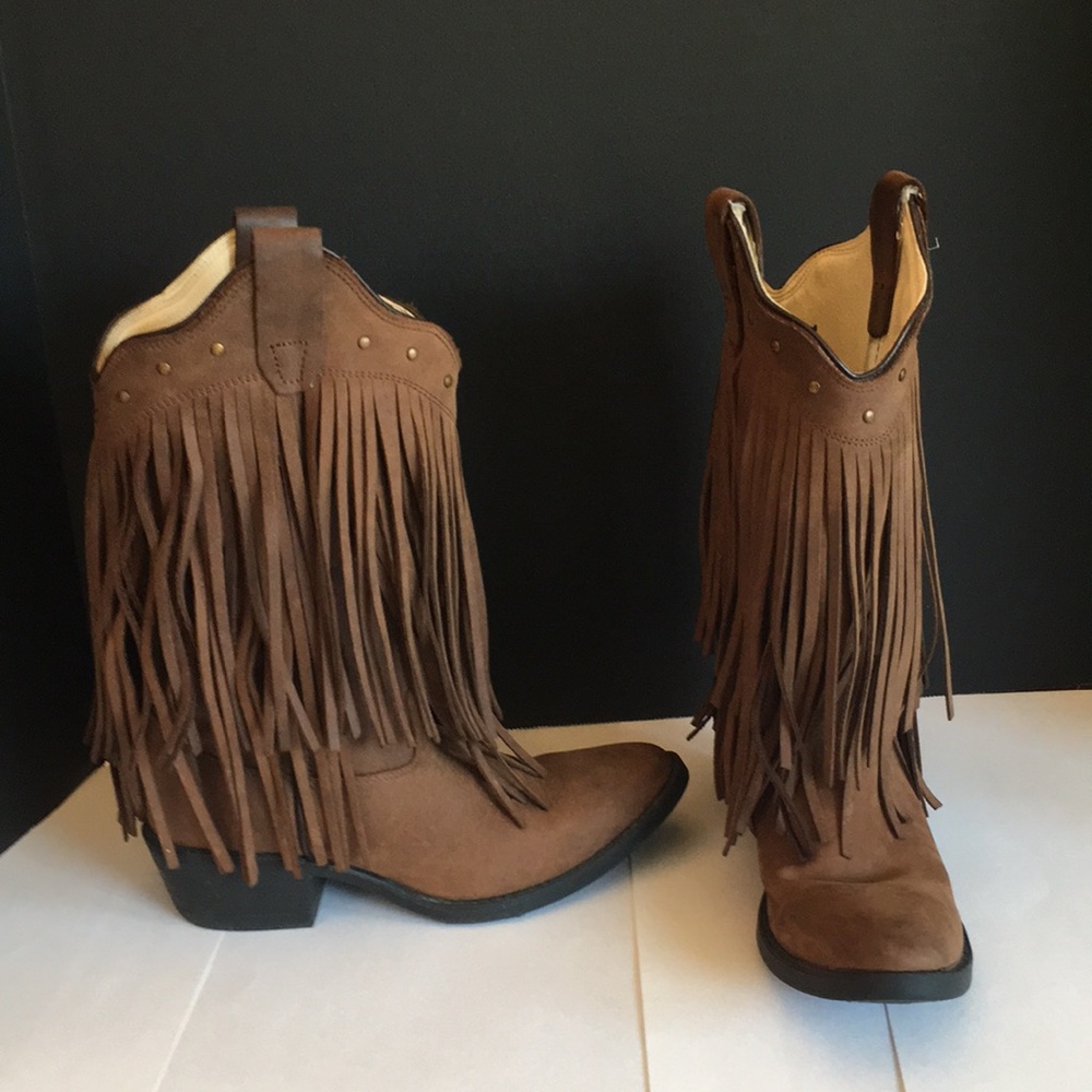 Old West Girls Fringe Boots